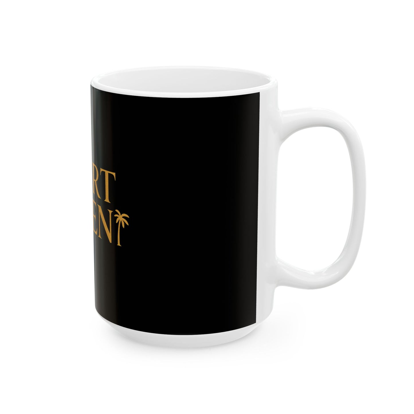 Desert Queen Ceramic Mug - 11oz & 15oz, Stylish Black & Gold Coffee Cup for Desert Lovers